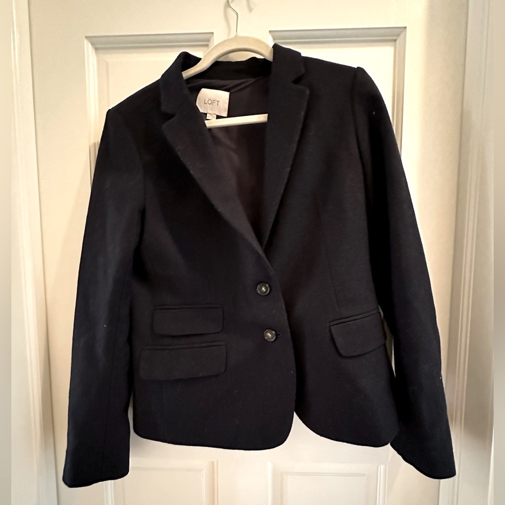 LOFT Women’s Navy Wool Blazer (Size 8)